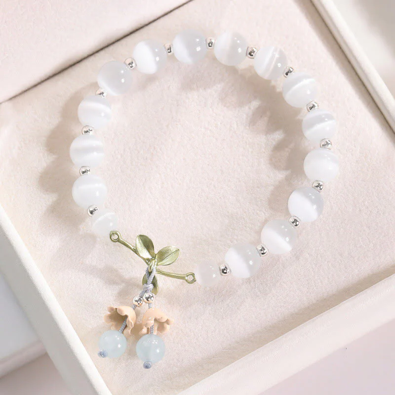 Bracciale con ciondolo Buddha Stones Cat's Eye, Aventurina verde, Calcedonio blu, Cristallo rosa, Orchidea della pace - Image 3