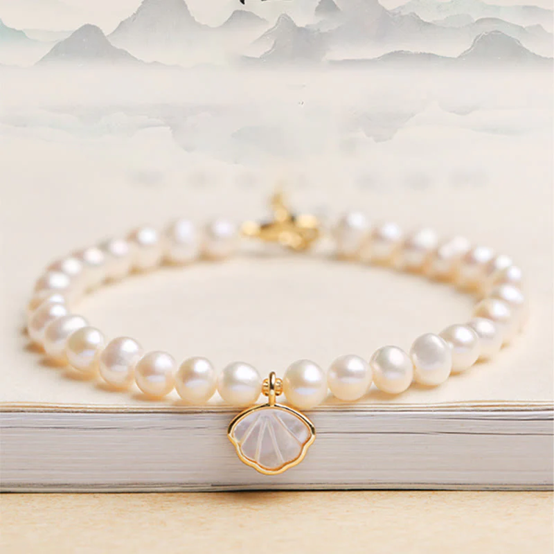 Bracciale con ciondolo in perle di cristallo naturale placcato oro 14K Buddha Stones