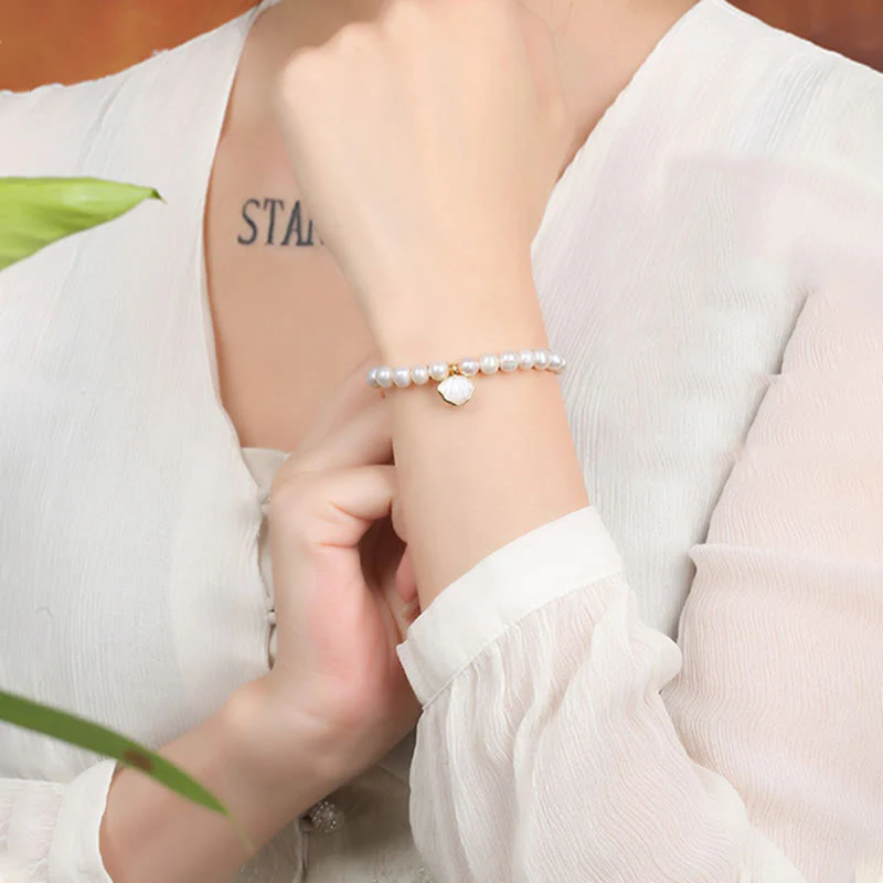 Bracciale con ciondolo in perle di cristallo naturale placcato oro 14K Buddha Stones - Image 10