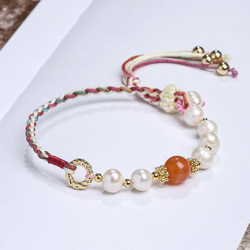 Bracciale con ciondolo in perle di cristallo naturale placcato oro 14K Buddha Stones - Image 16
