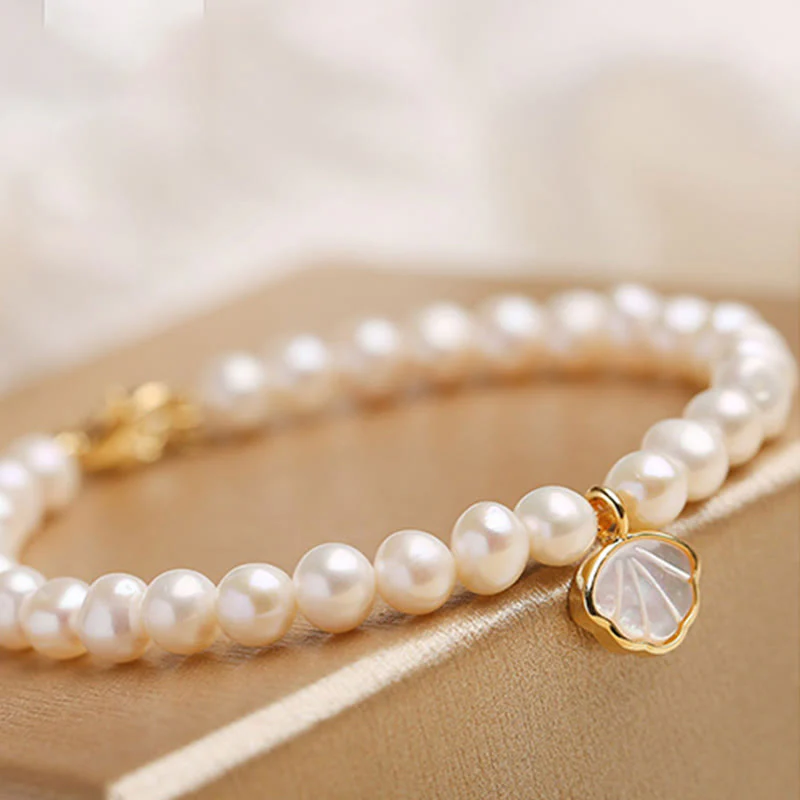 Bracciale con ciondolo in perle di cristallo naturale placcato oro 14K Buddha Stones - Image 6