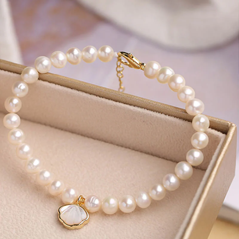 Bracciale con ciondolo in perle di cristallo naturale placcato oro 14K Buddha Stones - Image 8