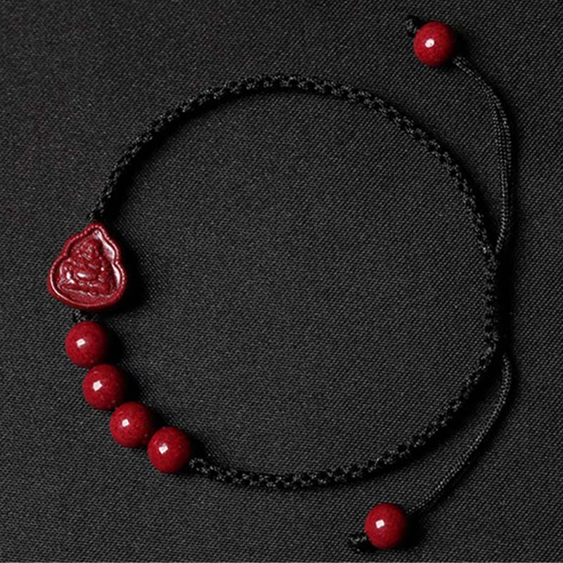 Bracciale con cordino di benedizione Buddha Stones che ride Buddha Avalokitesvara cinabro - Image 5