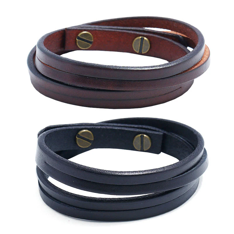 Bracciale con fibbia in pelle multistrato vintage Buddha Stones - Image 10