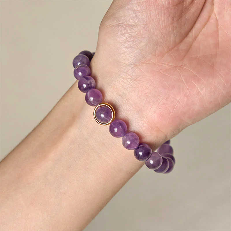 Bracciale con fibbia in perle di ametista naturale Buddha Stones Balance Releasing Stress - Image 5