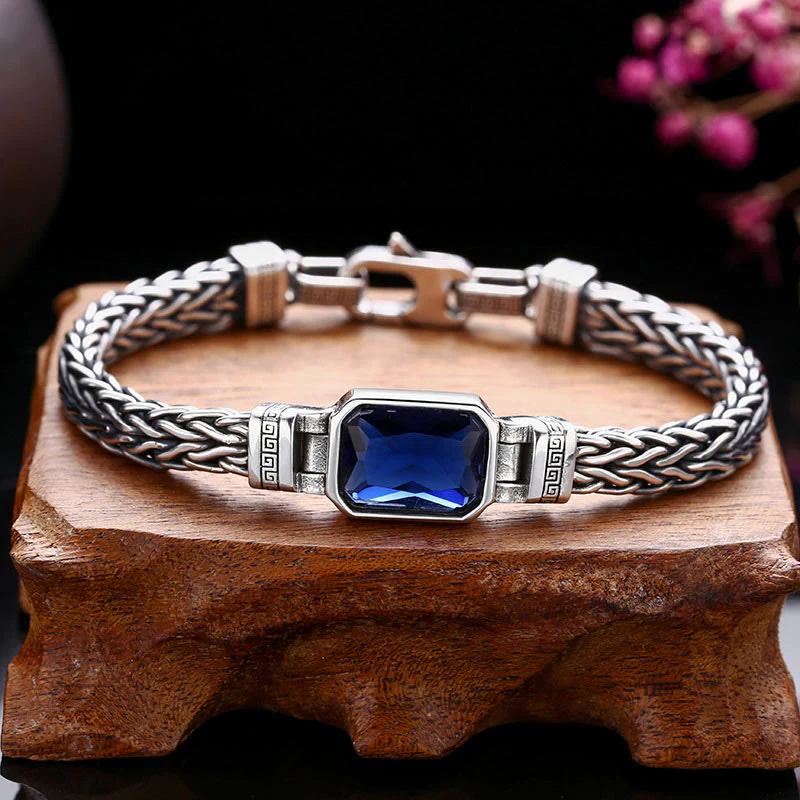 Bracciale con fibbia per la ricchezza e guarigione con chiglia di drago in acrilico blu retrò Buddha Stones - Image 4