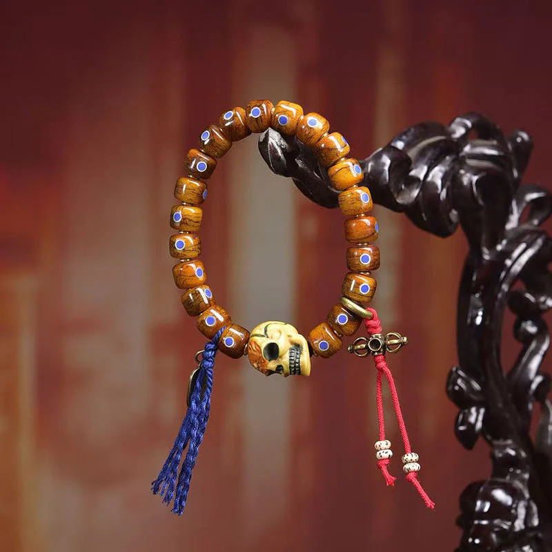 Bracciale con perline di osso tibetane Buddha Stones, il Signore della Foresta dei Cadaveri, che tiene lontani gli spiriti maligni - Image 3