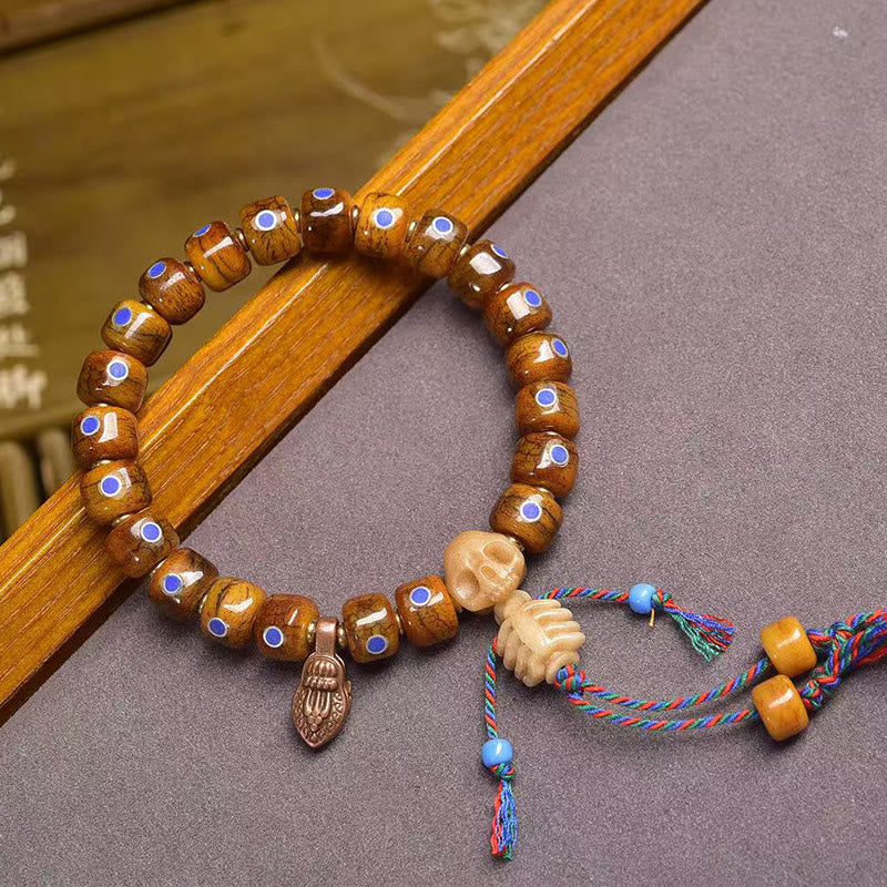 Bracciale con perline di osso tibetane Buddha Stones, il Signore della Foresta dei Cadaveri, che tiene lontani gli spiriti maligni - Image 6