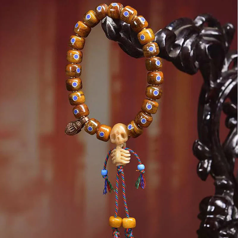 Bracciale con perline di osso tibetane Buddha Stones, il Signore della Foresta dei Cadaveri, che tiene lontani gli spiriti maligni - Image 8