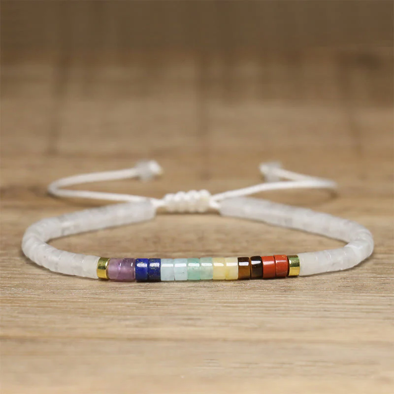 Bracciale con perline distanziatrici in onice nero e cristallo bianco naturale Buddha Stones