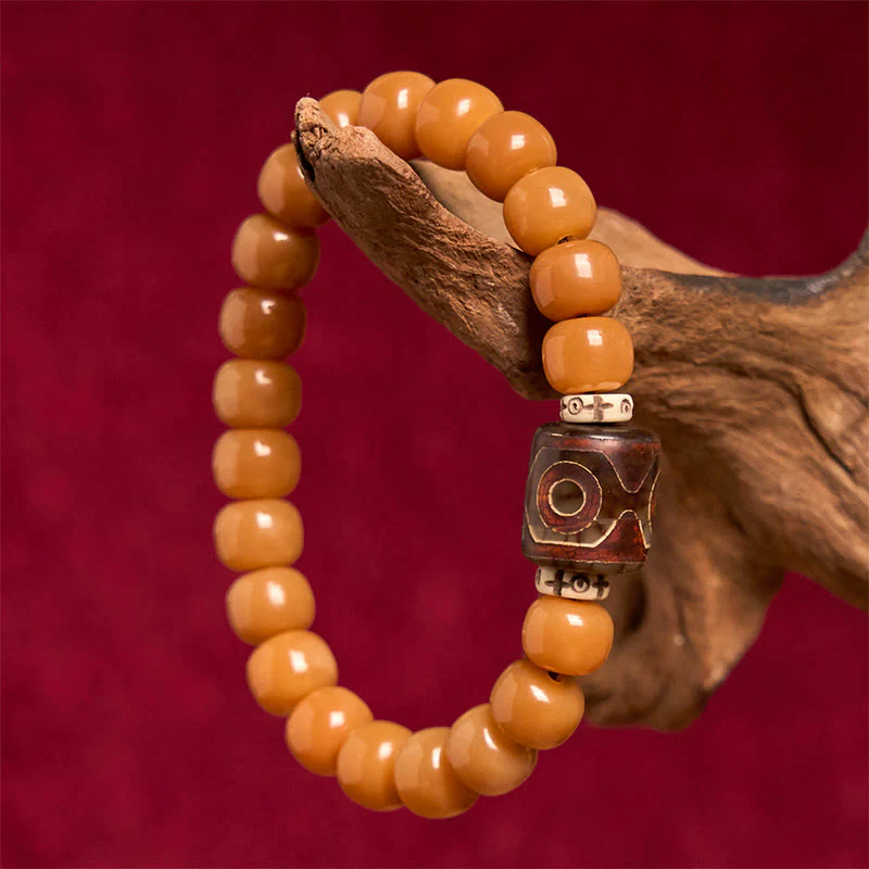 Bracciale con perline Dzi e semi di Bodhi tibetani di Buddha Stones, per tenere lontani gli spiriti maligni - Image 3