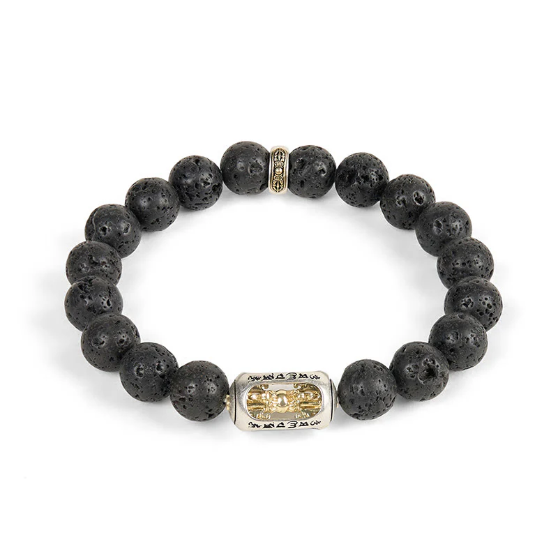 Bracciale curativo con Buddha Stones in pietra lavica naturale Om Mani Padme Hum Dorje Vajra - Image 16