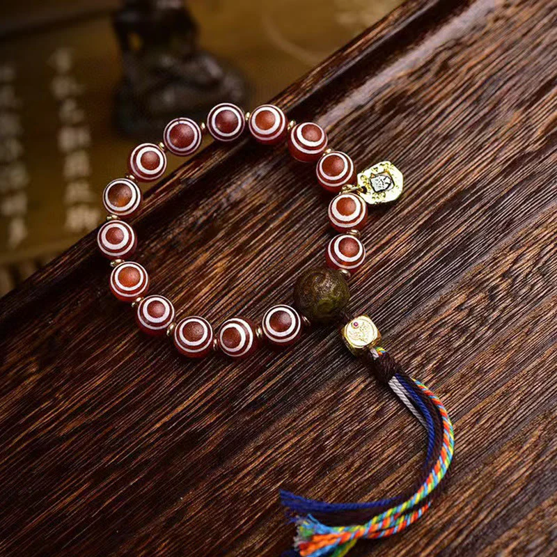 Bracciale della fiducia in agata rossa tibetana Zakiram di Buddha Stones - Image 2
