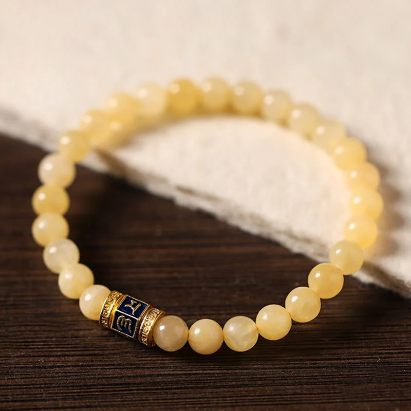 Bracciale della fortuna Buddha Stones e perle di topazio Om Mani Padme Hum - Image 3