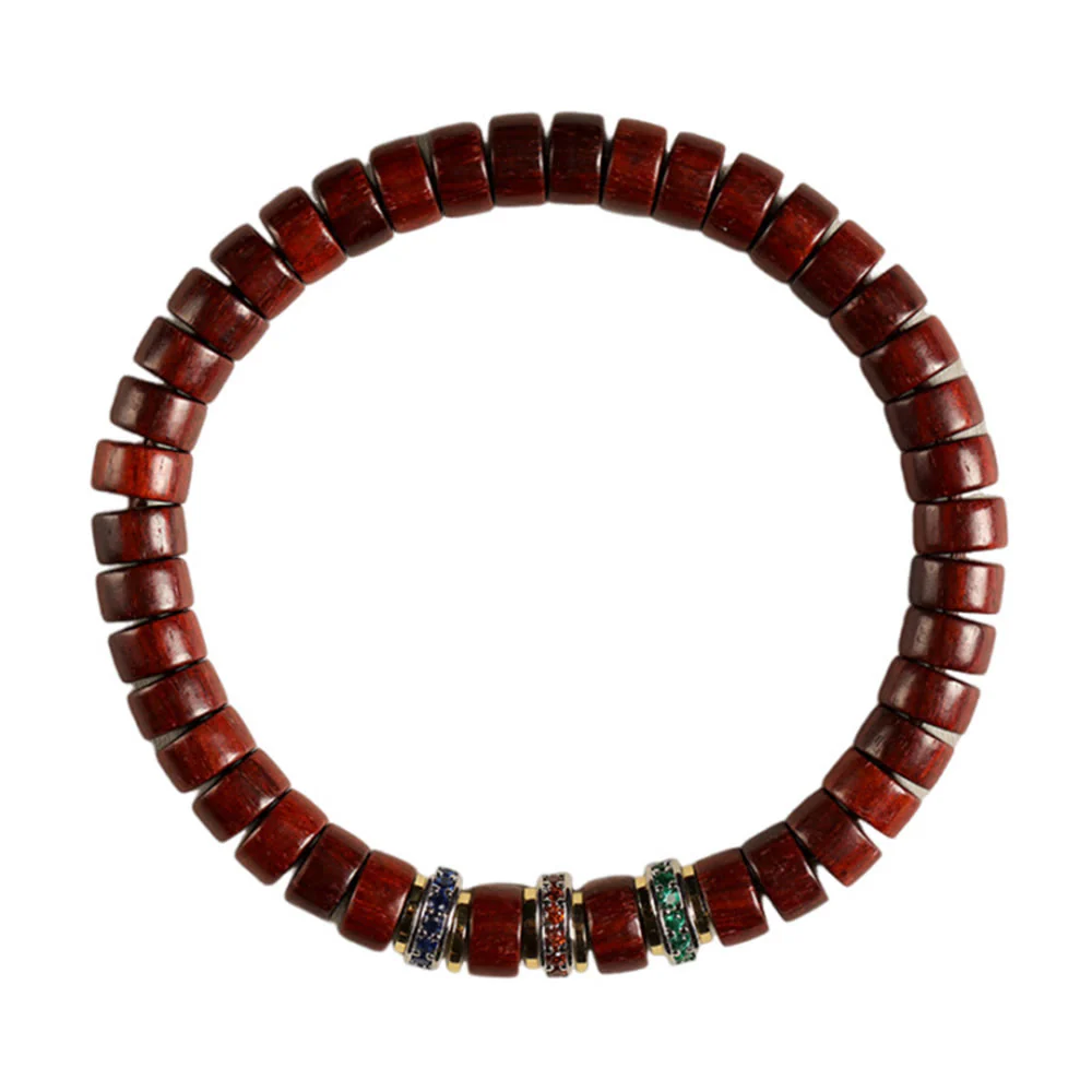 Bracciale della pace con zirconi, piccole foglie di sandalo rosso e Buddha Stones in legno di ebano - Image 11