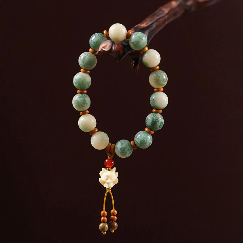 Bracciale della pace in zakiram intagliato con Buddha Stones e semi di Bodhi sfumati, Om Mani Padme Hum - Image 12