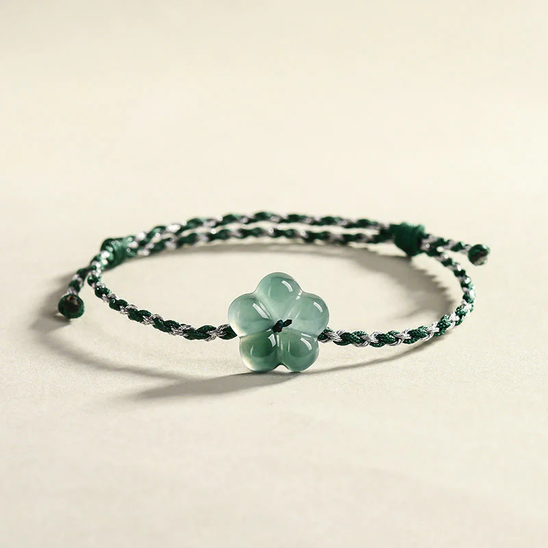 Bracciale della prosperità in giada naturale intrecciata a mano Buddha Stones