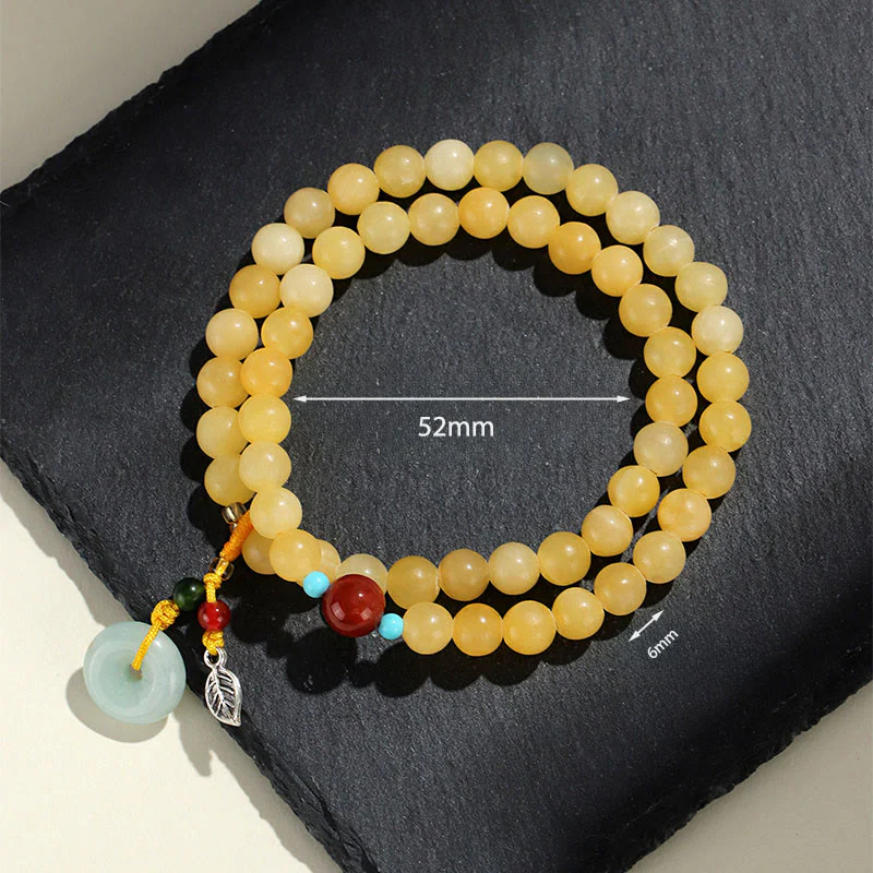 Bracciale della ricchezza con fibbia della pace a doppio giro in Buddha Stones e topazio - Image 5