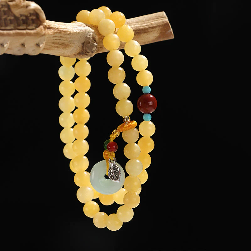 Bracciale della ricchezza con fibbia della pace a doppio giro in Buddha Stones e topazio - Image 7