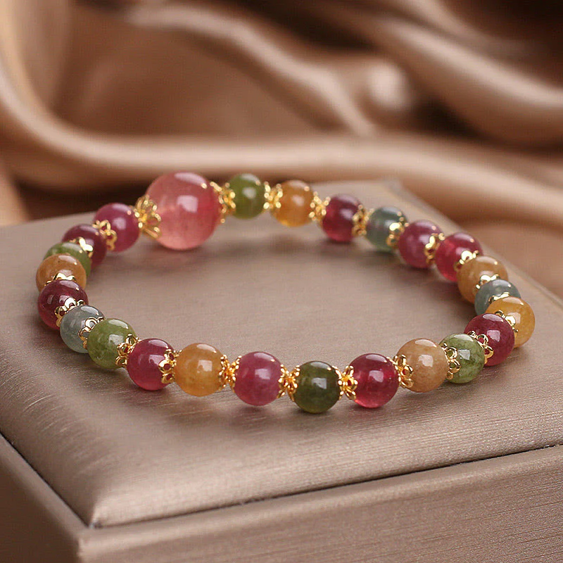 Bracciale della saggezza Buddha Stones Tormalina Quarzo Fragola - Image 10