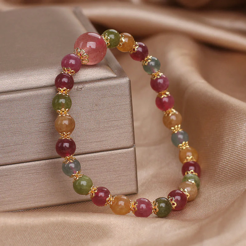 Bracciale della saggezza Buddha Stones Tormalina Quarzo Fragola - Image 2
