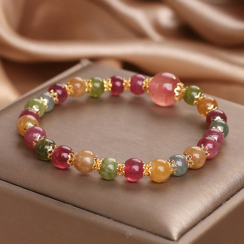 Bracciale della saggezza Buddha Stones Tormalina Quarzo Fragola - Image 5
