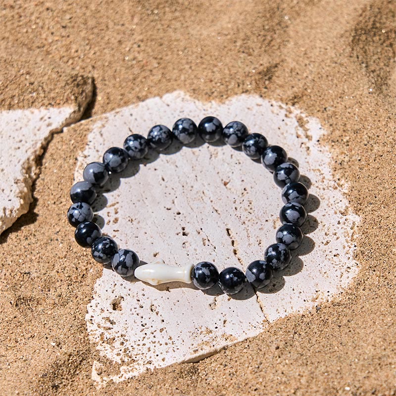 Bracciale della saggezza dello squalo in pietra di agata naturale Buddha Stones - Image 2