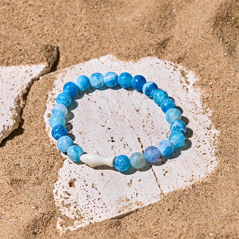 Bracciale della saggezza dello squalo in pietra di agata naturale Buddha Stones - Image 7