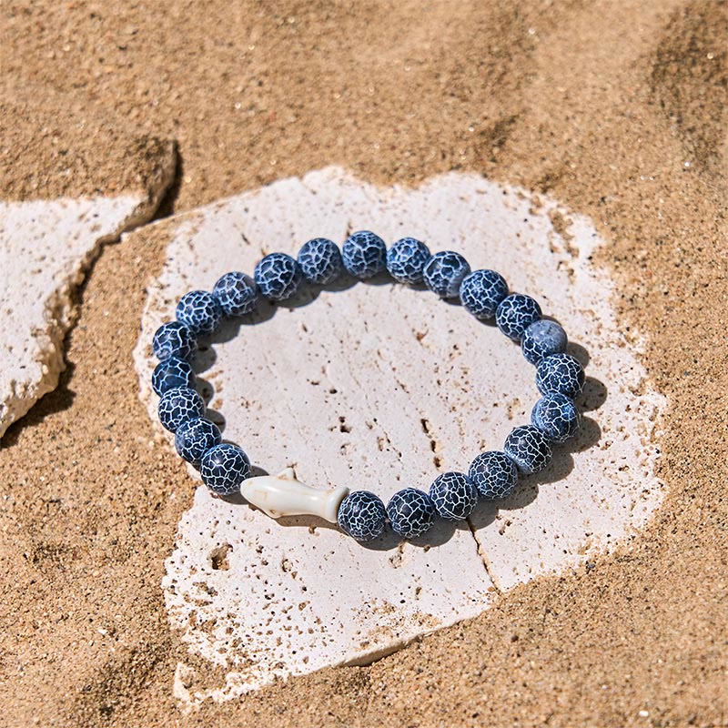 Bracciale della saggezza dello squalo in pietra di agata naturale Buddha Stones - Image 9