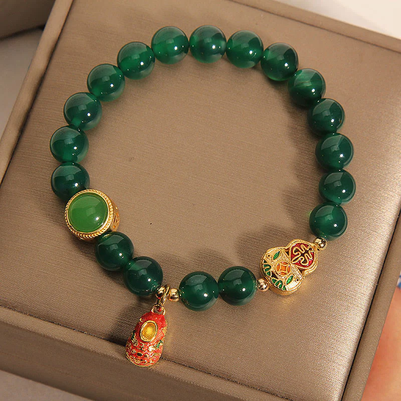 Bracciale della speranza con motivo a scarpe di tigre in agata verde naturale Buddha Stones - Image 2