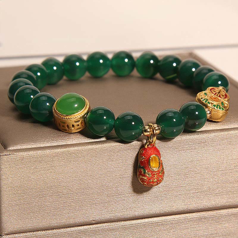 Bracciale della speranza con motivo a scarpe di tigre in agata verde naturale Buddha Stones - Image 3