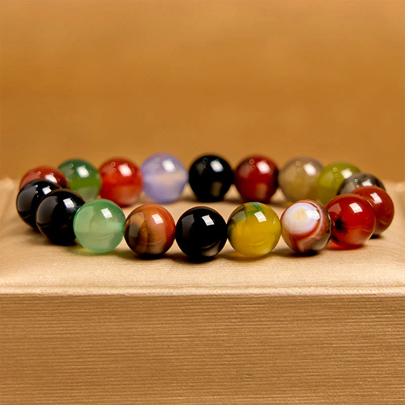 Bracciale dell'armonia in agata calcedonio naturale colorata Buddha Stones - Image 10