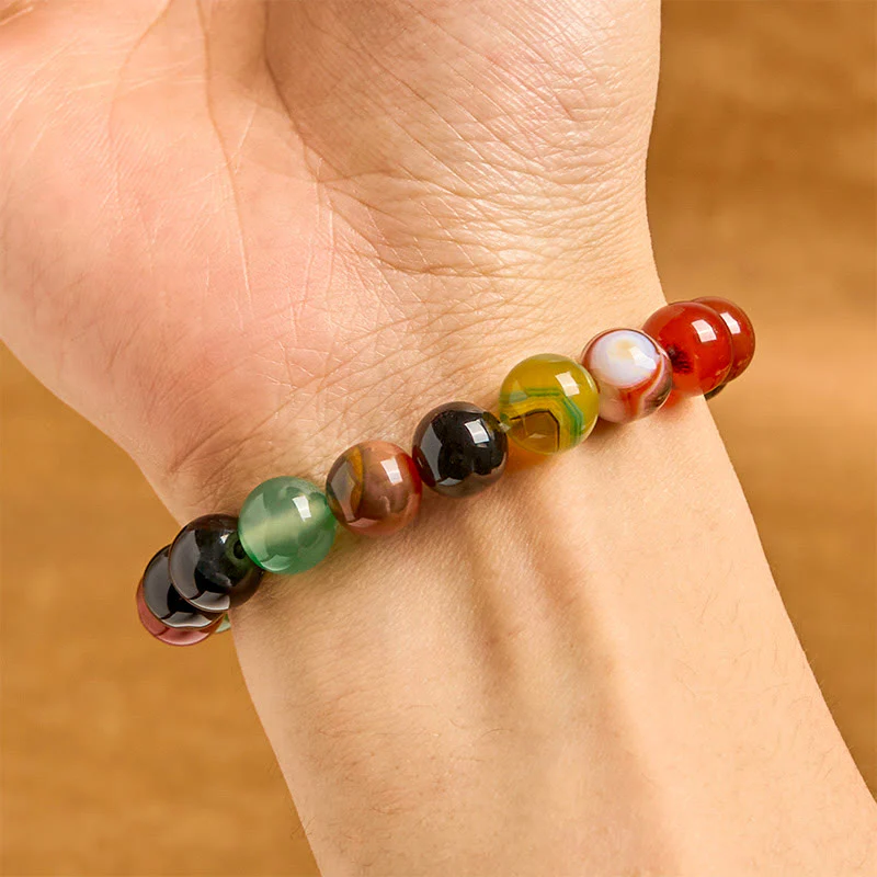 Bracciale dell'armonia in agata calcedonio naturale colorata Buddha Stones - Image 11