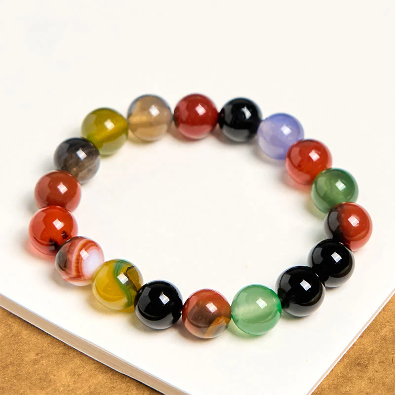 Bracciale dell'armonia in agata calcedonio naturale colorata Buddha Stones - Image 12