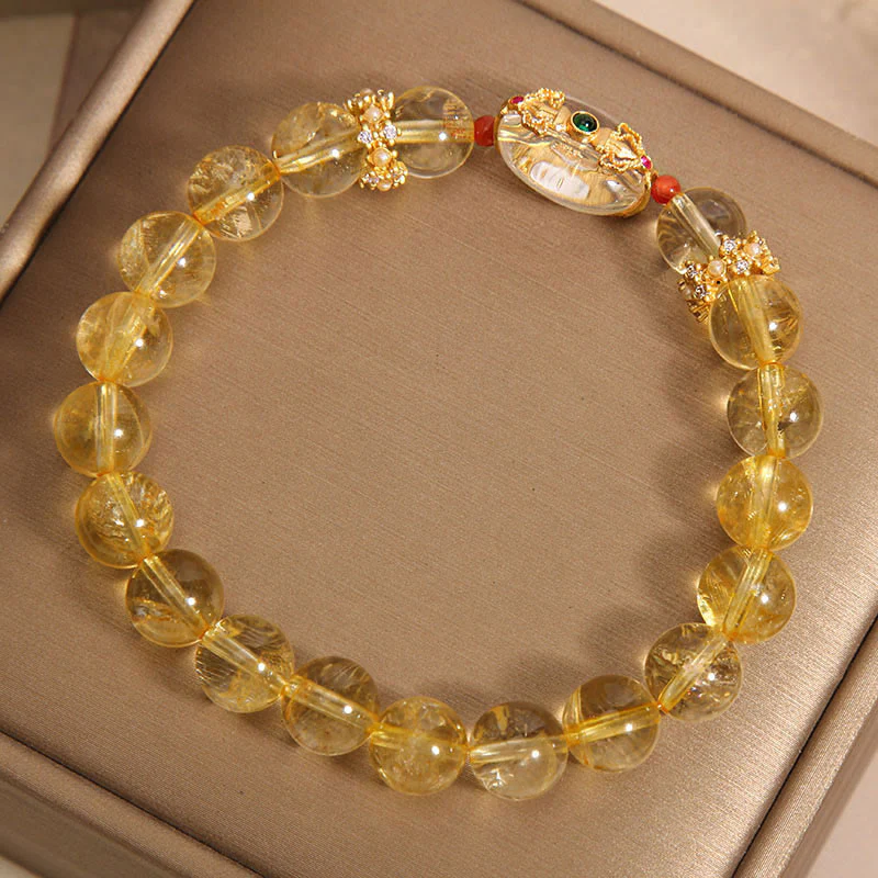 Bracciale di buon auspicio con perle di quarzo rutilato dorato naturale Buddha Stones - Image 8