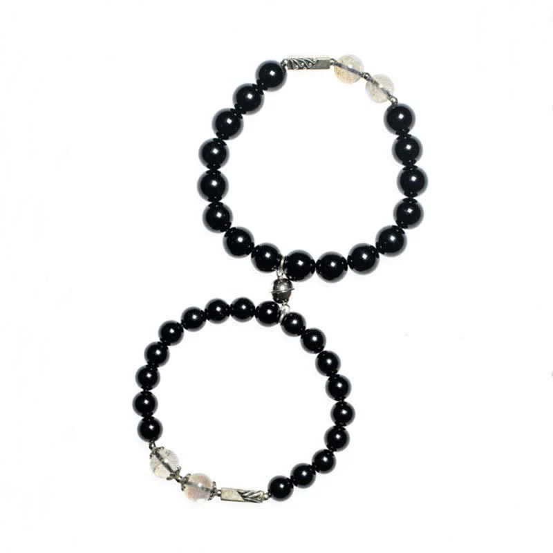 Bracciale di coppia in argento sterling 925 con pietra di luna e ossidiana - Image 19