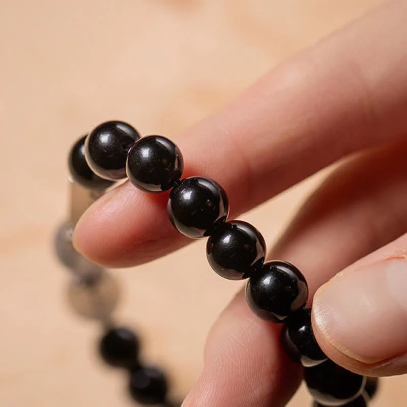 Bracciale di coppia in argento sterling 925 con pietra di luna e ossidiana - Image 6