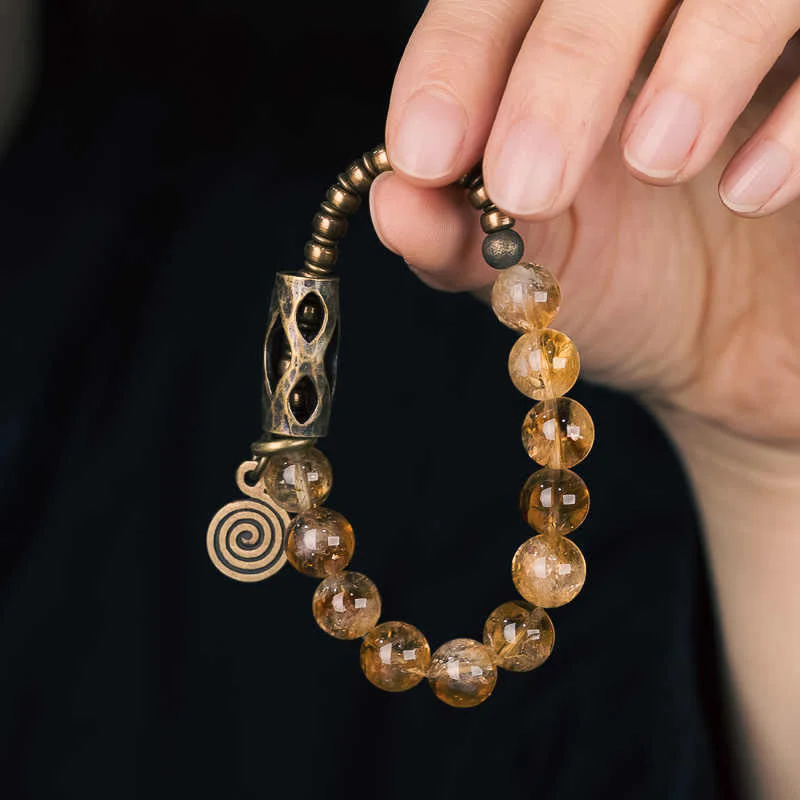 Bracciale di protezione Buddha Stones Daily Retro da 10 mm con perline di citrino - Image 11
