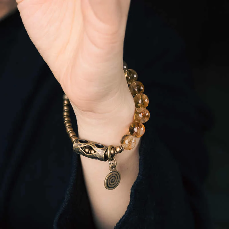 Bracciale di protezione Buddha Stones Daily Retro da 10 mm con perline di citrino - Image 14