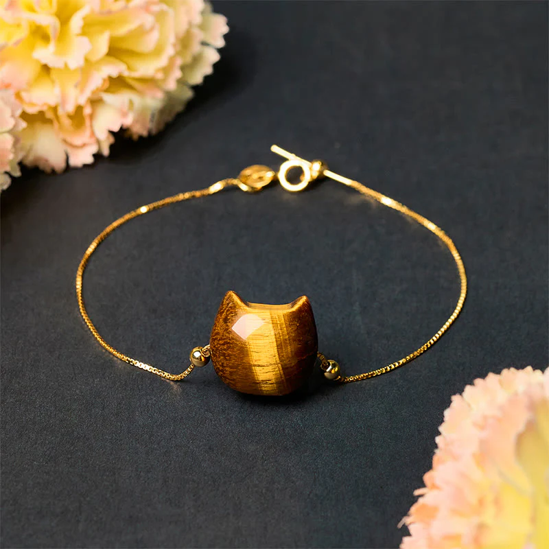 Bracciale di protezione in argento sterling 925 con occhio di tigre e gatto Buddha Stones - Image 3