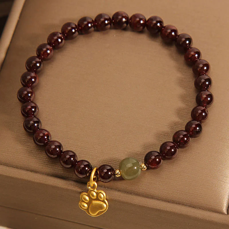 Bracciale di purificazione con perle di giada Hetian, granato, Buddha Stones zampa di gatto - Image 3