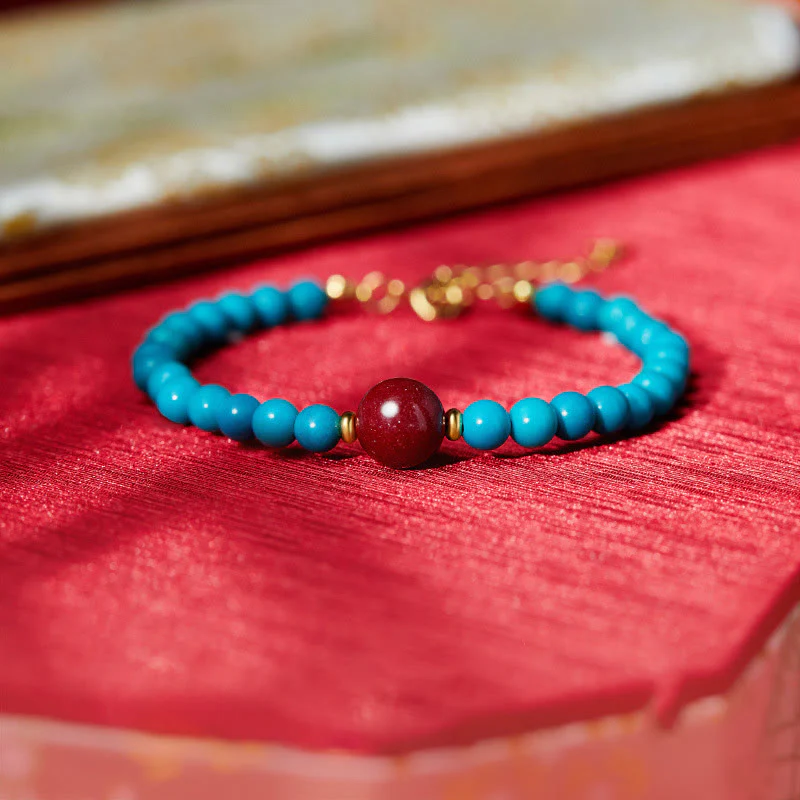 Bracciale di purificazione in argento sterling 925 con Buddha Stones e cinabro turchese - Image 2