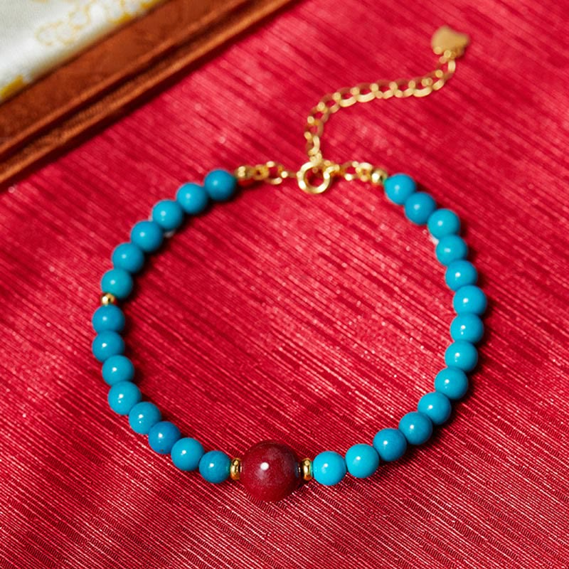 Bracciale di purificazione in argento sterling 925 con Buddha Stones e cinabro turchese - Image 3