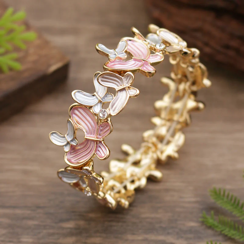 Bracciale elastico in lega con farfalla colorata Buddha Stones - Image 8