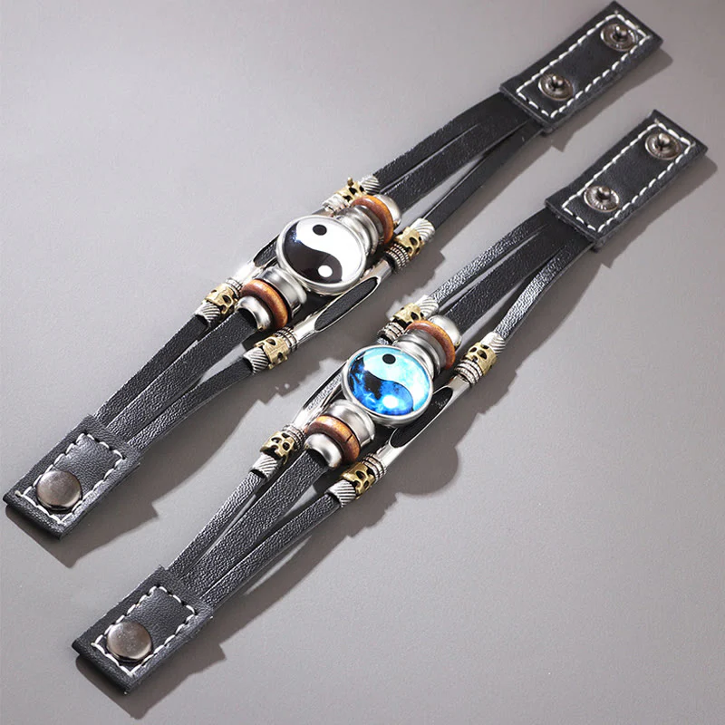 Bracciale equilibrio in pelle con Buddha Stones Yin Yang - Image 12