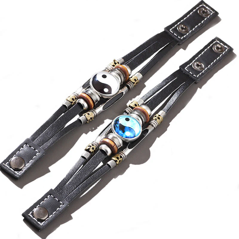 Bracciale equilibrio in pelle con Buddha Stones Yin Yang - Image 7