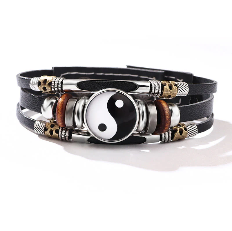 Bracciale equilibrio in pelle con Buddha Stones Yin Yang - Image 8