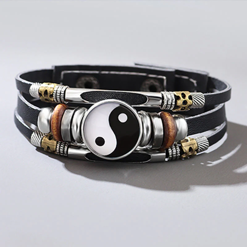 Bracciale equilibrio in pelle con Buddha Stones Yin Yang - Image 9