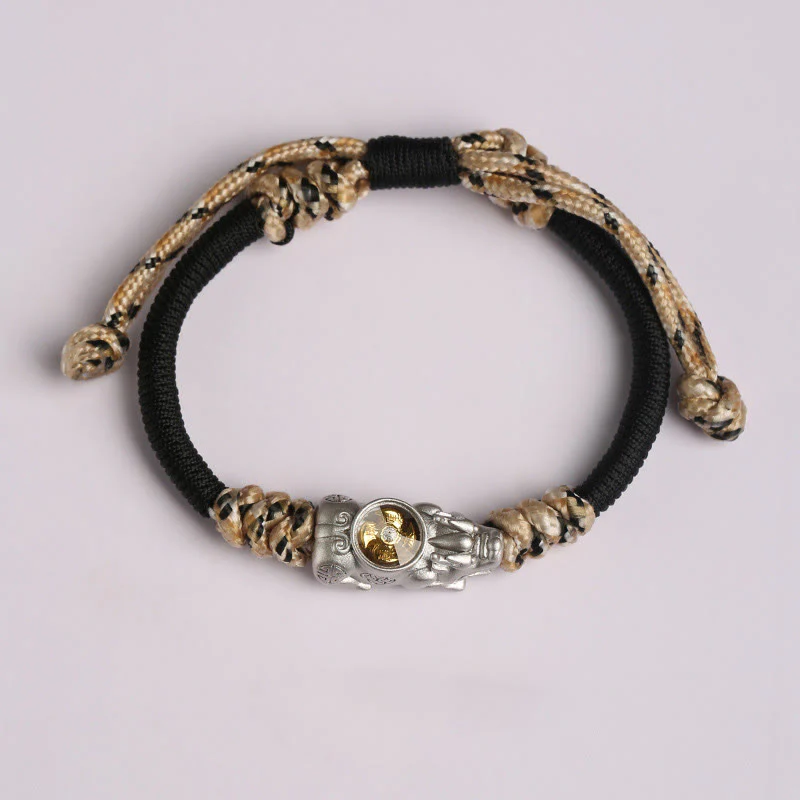 Bracciale in corda intrecciata a mano con Buddha Stones Pi Xiu, ricchezza e fortuna - Image 2