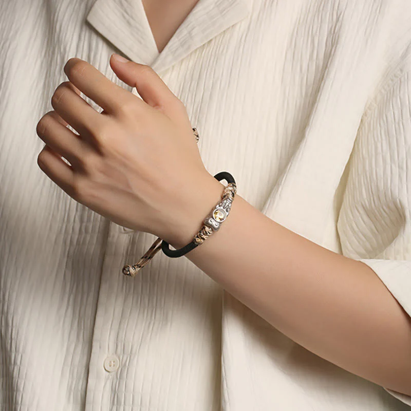 Bracciale in corda intrecciata a mano con Buddha Stones Pi Xiu, ricchezza e fortuna - Image 4